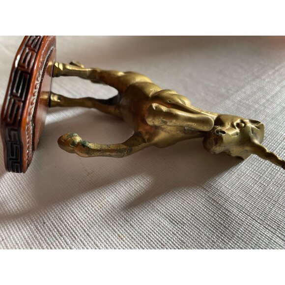 Brass Unicorn Figurine On Plastic Base Made In India Paperweight 1980's - Picture 4 of 8